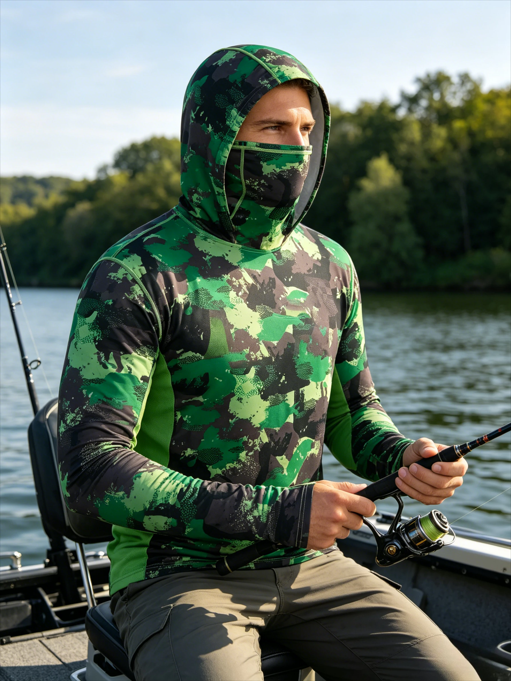 

2026Men Uv Face Mask Fishing Clothing Long Sleeve Hoodie Shirts Sweatshirt Fishing Jersey Hooded Quick Dry