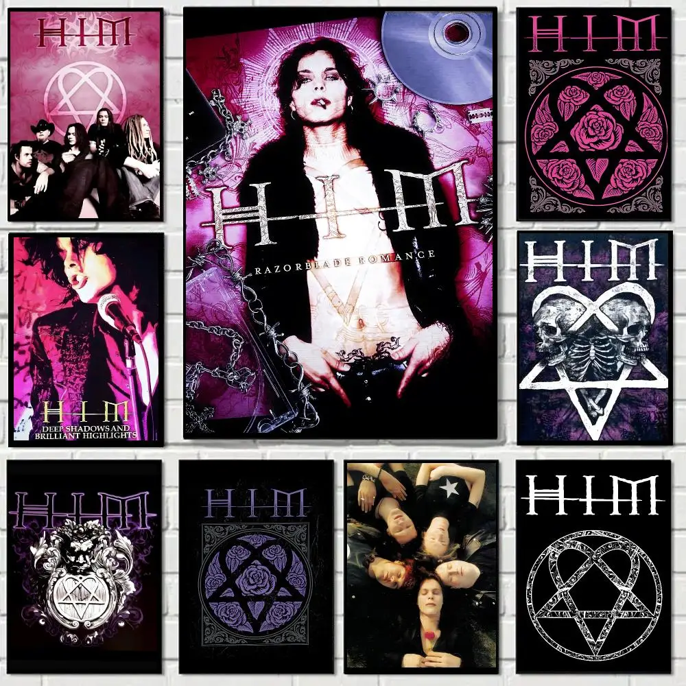 HIM Band Gothic Poster Self-adhesive Decal Living Room Bedroom Party Bar Decor Moisture-proof Fade-resistant