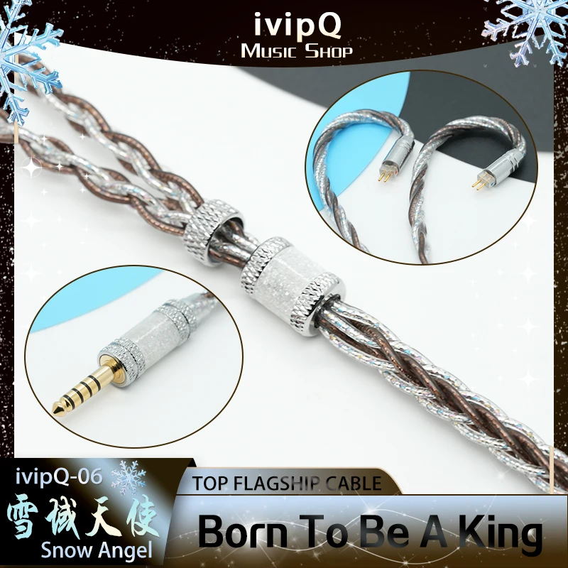 ivipQ-06 Snow Angel Flagship Earphone Upgrade Cable Multi-element Conductor 3.5/4.4mm/MMCX/0.78mm 2Pin For MK4 Legacy2 Blessing3