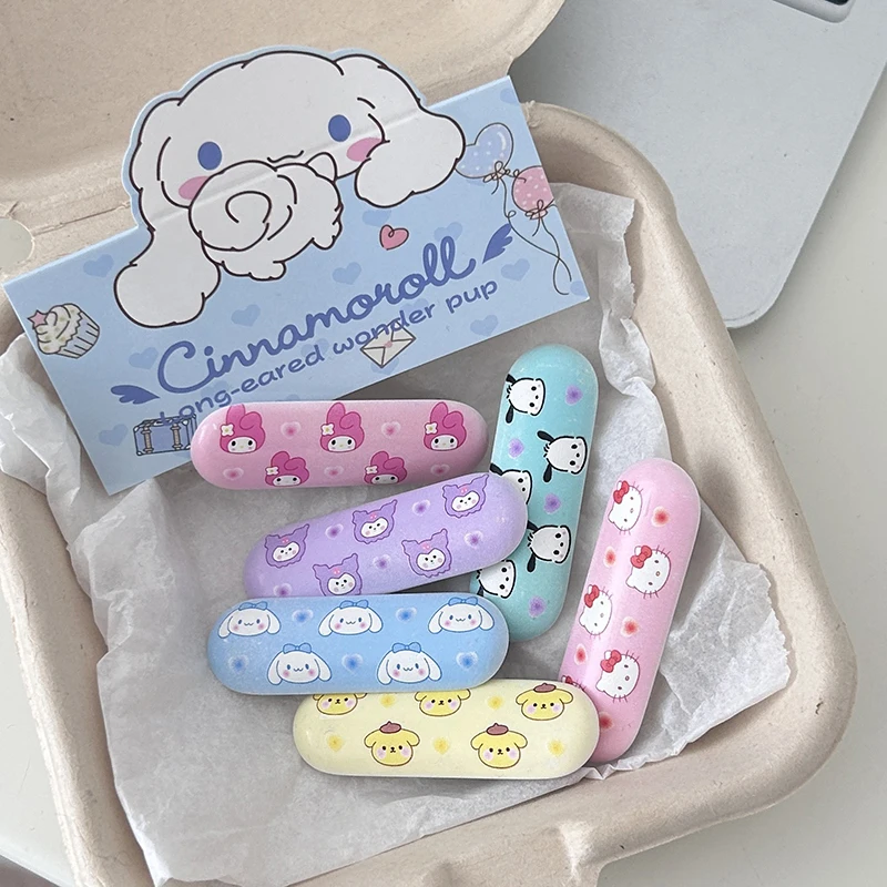 คลิปหนีบผมการ์ตูน My Melody Cinnamoroll Kuromi KT Cat pacha อะนิเมะสำหรับผู้หญิงหญิงสาวน่ารักคลิปด้านข้างเครื่องประดับผม