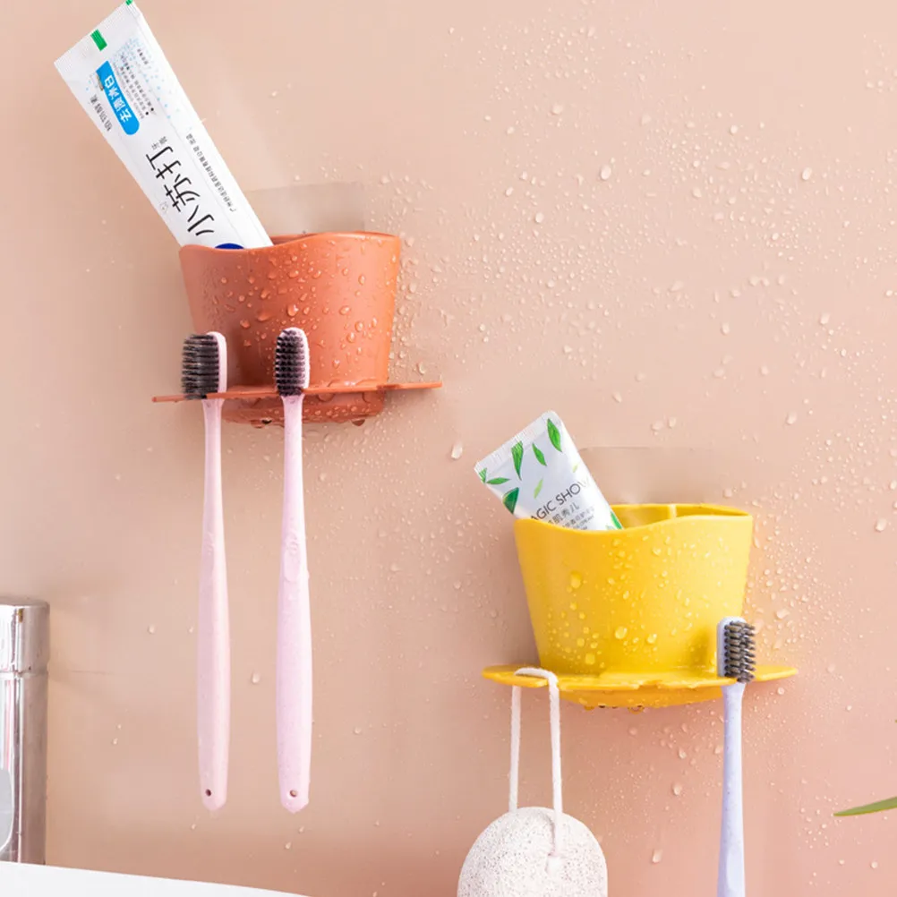 3Pcs No-Drill Toothbrush Holder Wall Mounted Bathroom Storage Rack for Toothbrush Toothpaste Comb Sponge 4 Slot Organizer Clean