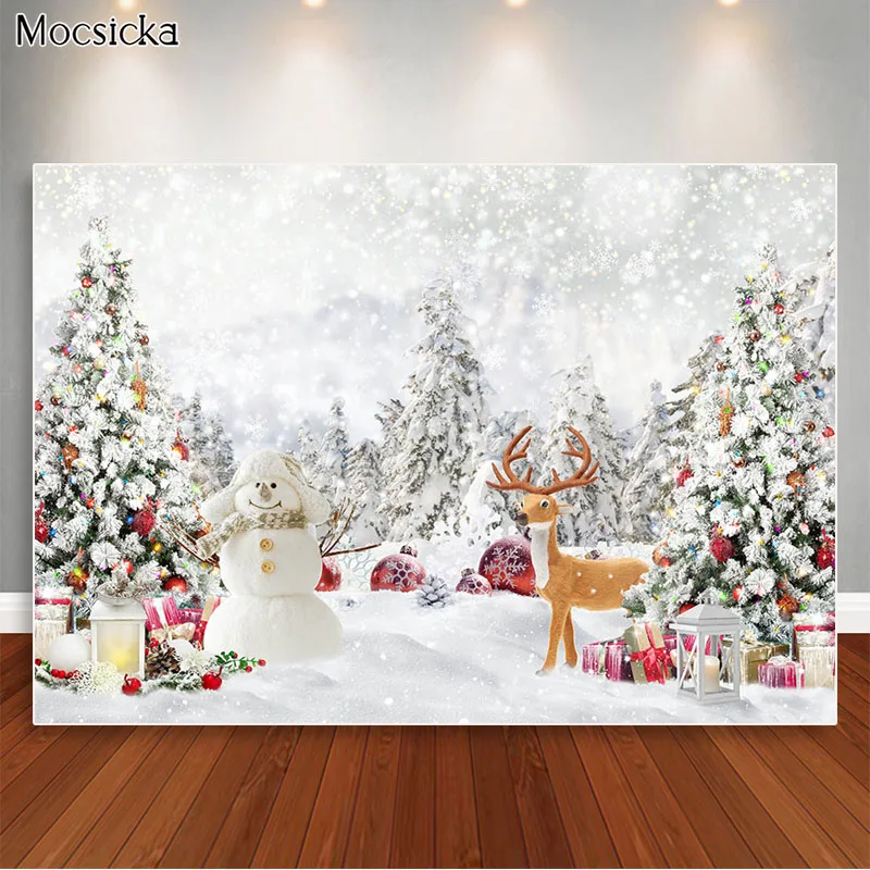 Winter Snowflakes Wonderland Photography Background Christmas Window Snow Backdrop Wooden House Decor Backgrounds Photo Studio