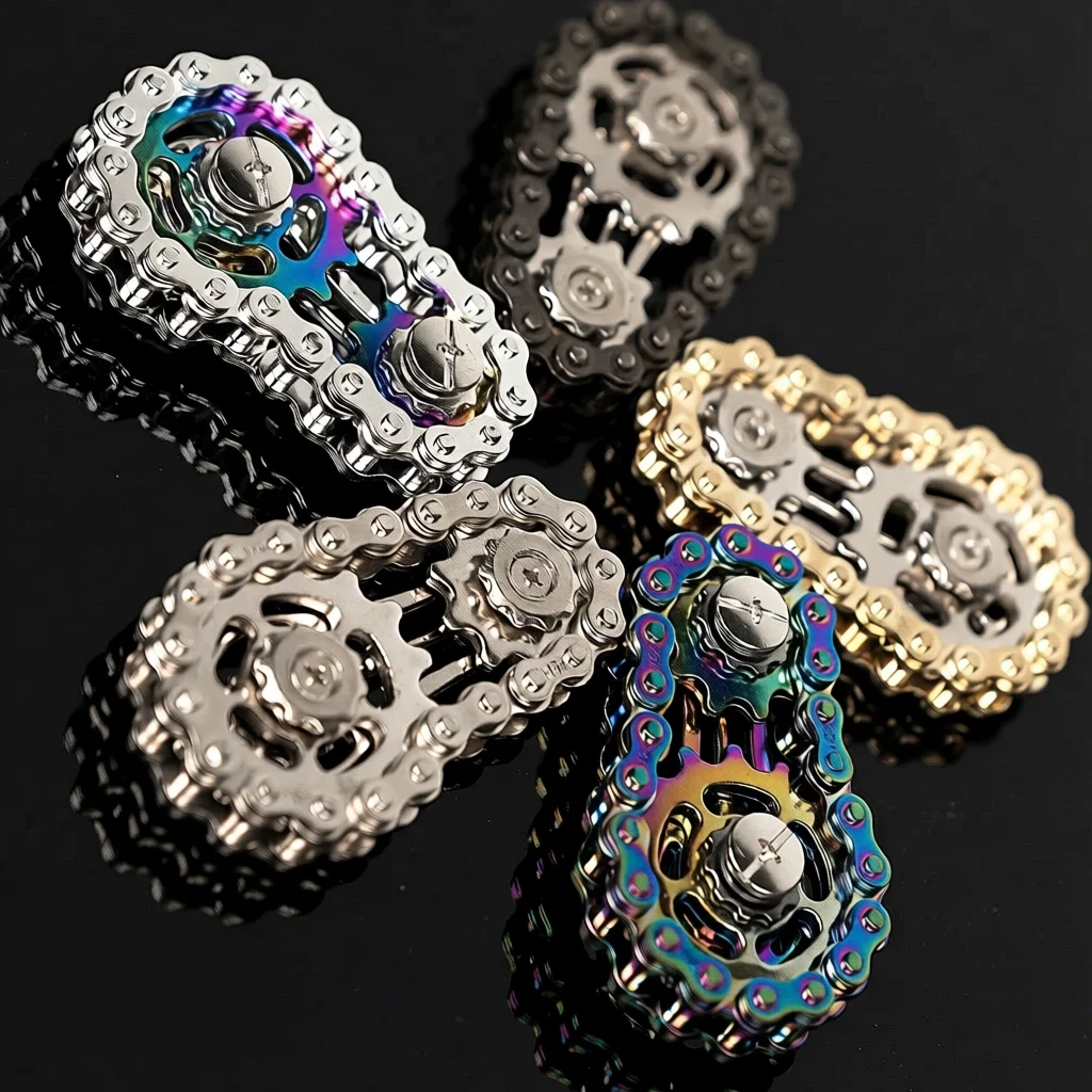 chaveiro-needoh-cube-spinner-de-dedo-silencioso-em-aco-inoxidavel-usinado-em-cnc-com-engrenagem-de-corrente-de-bicicleta