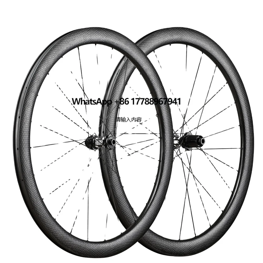 

700C 45X25MM Clincher Dimpled Carbon Road Bike Disc Brake Wheels Gravel Wheelset Cyclocross Wheels Center Lock Hub