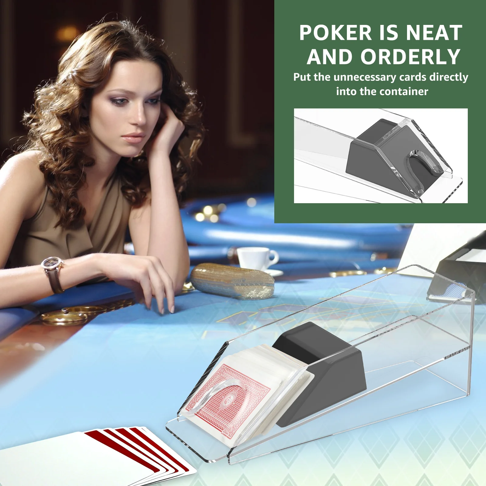 

4/6 Pairs Blackjack Card Shoe Acrylic Clear Card Tray Organizer utomatic Downward Pressure Card Tray Home Poker Game Accessories