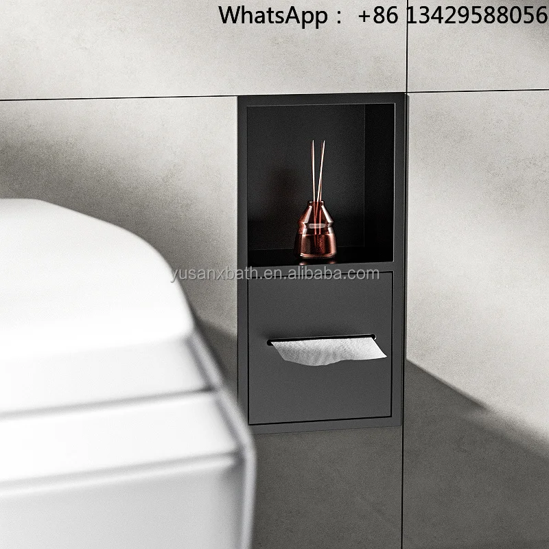 Modern 304 Stainless Steel Recessed Wall Mounted Tissue Toilet Paper Paper Towel Niche for Hotel Shower Niche Bathroom Accessory