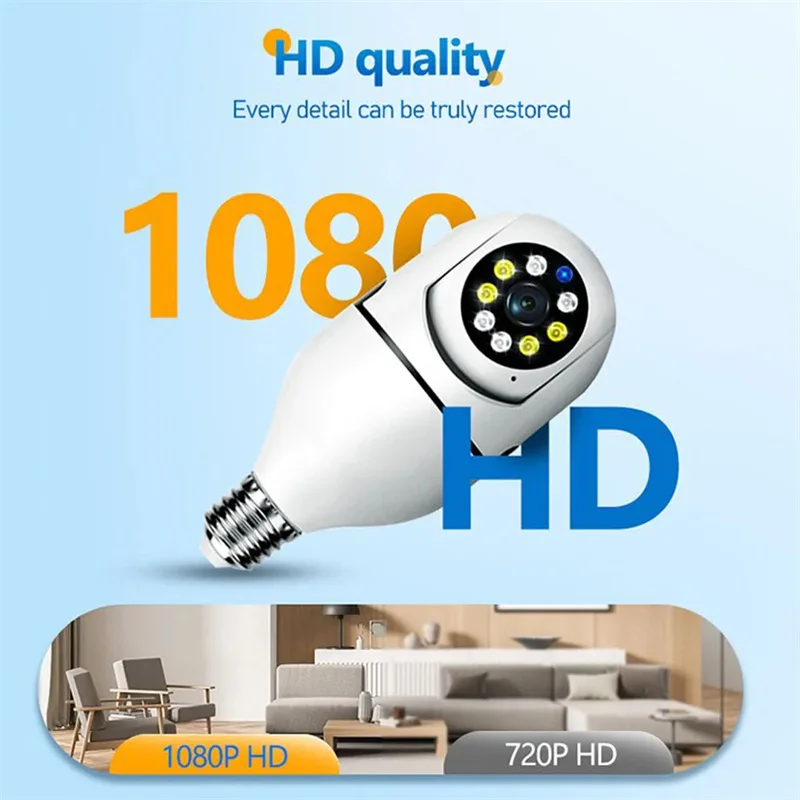 HD 1080P Wifi Smart Camera 5G LED Light 360 Wireless Panoramic Home Security CCTV E27 Fisheye Bulb Lamp IP Camera Two Ways Audio