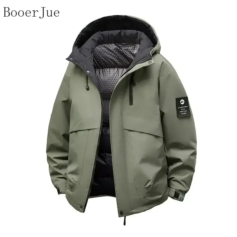 Graphene Black Gold Cotton Jacket Men's Thickened Hooded Coat Waterproof Autumn Winter Camping Outdoor Sports Climbing Running