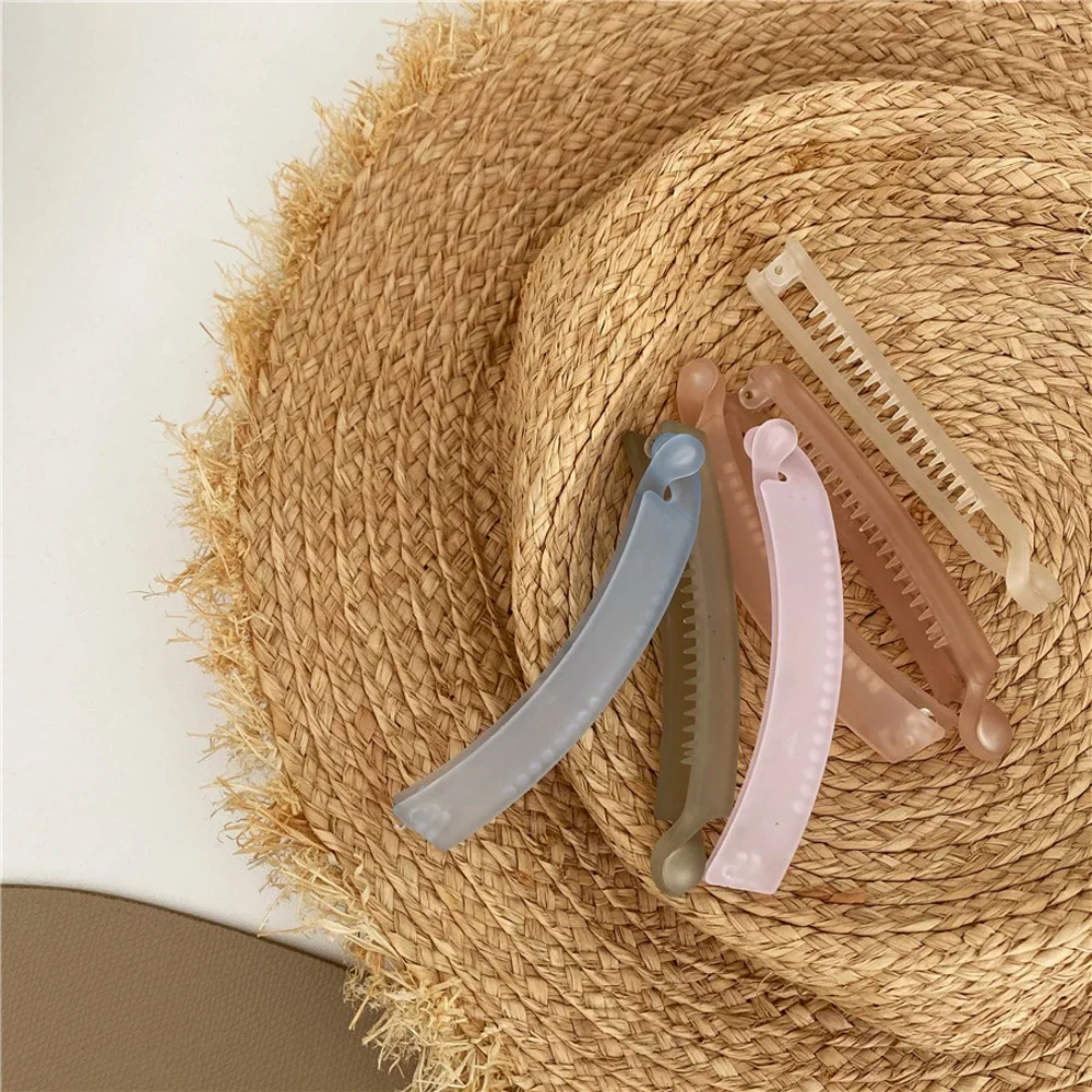 Banana Clips Acrylic Frosted Ponytail Holder Candy Color Women Girls Vertical Clip Hairpins Hair Clamps Geometric Headwear