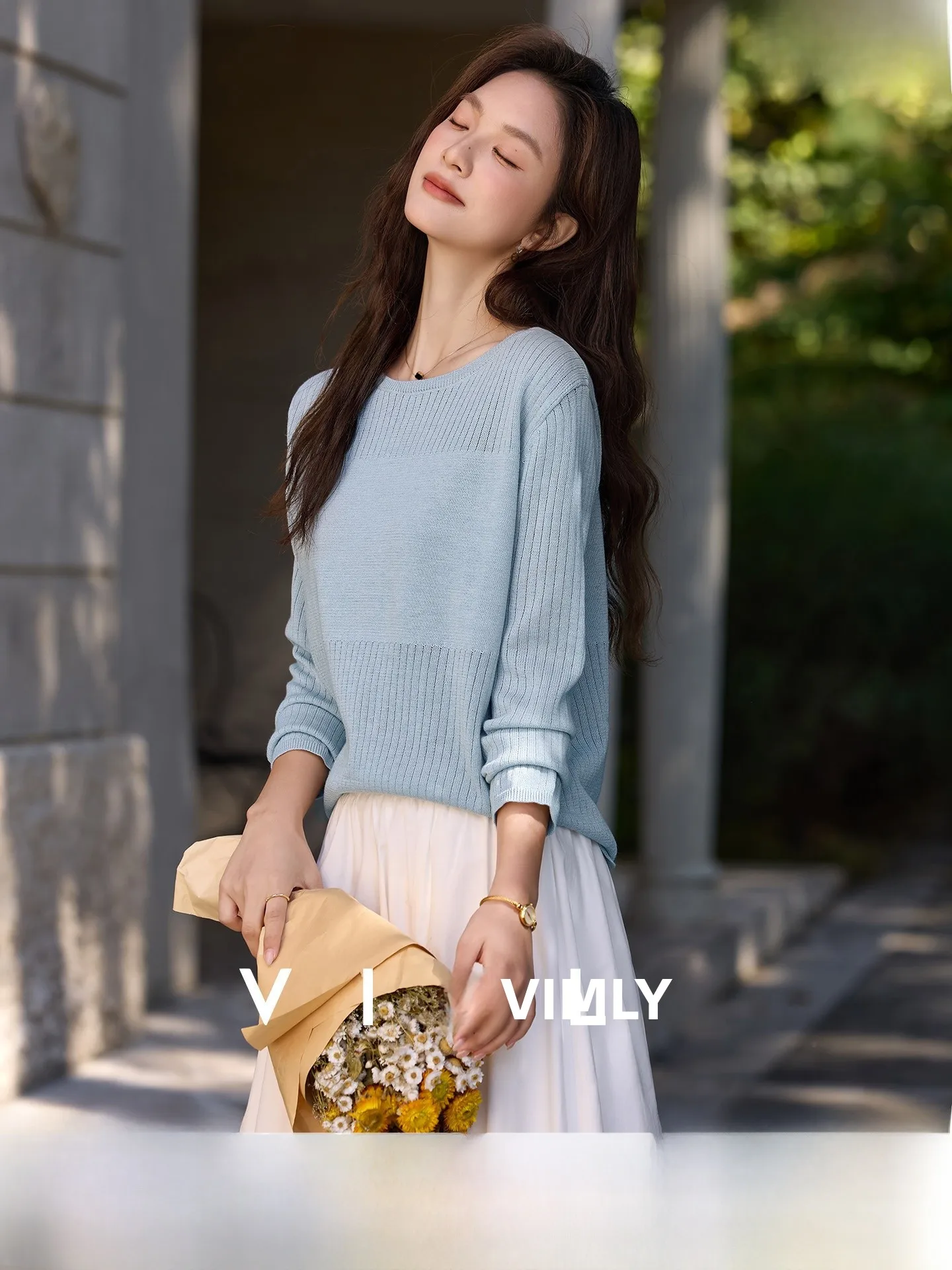 

Vimly Women's Knitted Long Sve Loose Top Spring 2026 Casual Sle Patchwork Stripe Design Comfortable Knitwear