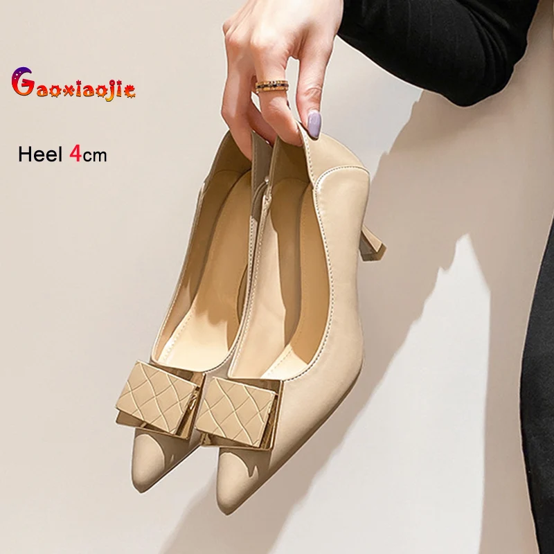 

Новейшие элегантные женские туфли-лодочки с острым носком на высоком каблуке, дизайнерские, 2026 года, новые, из мягкой кожи, классические, на каблуке-шпильке 4 см и 6 см