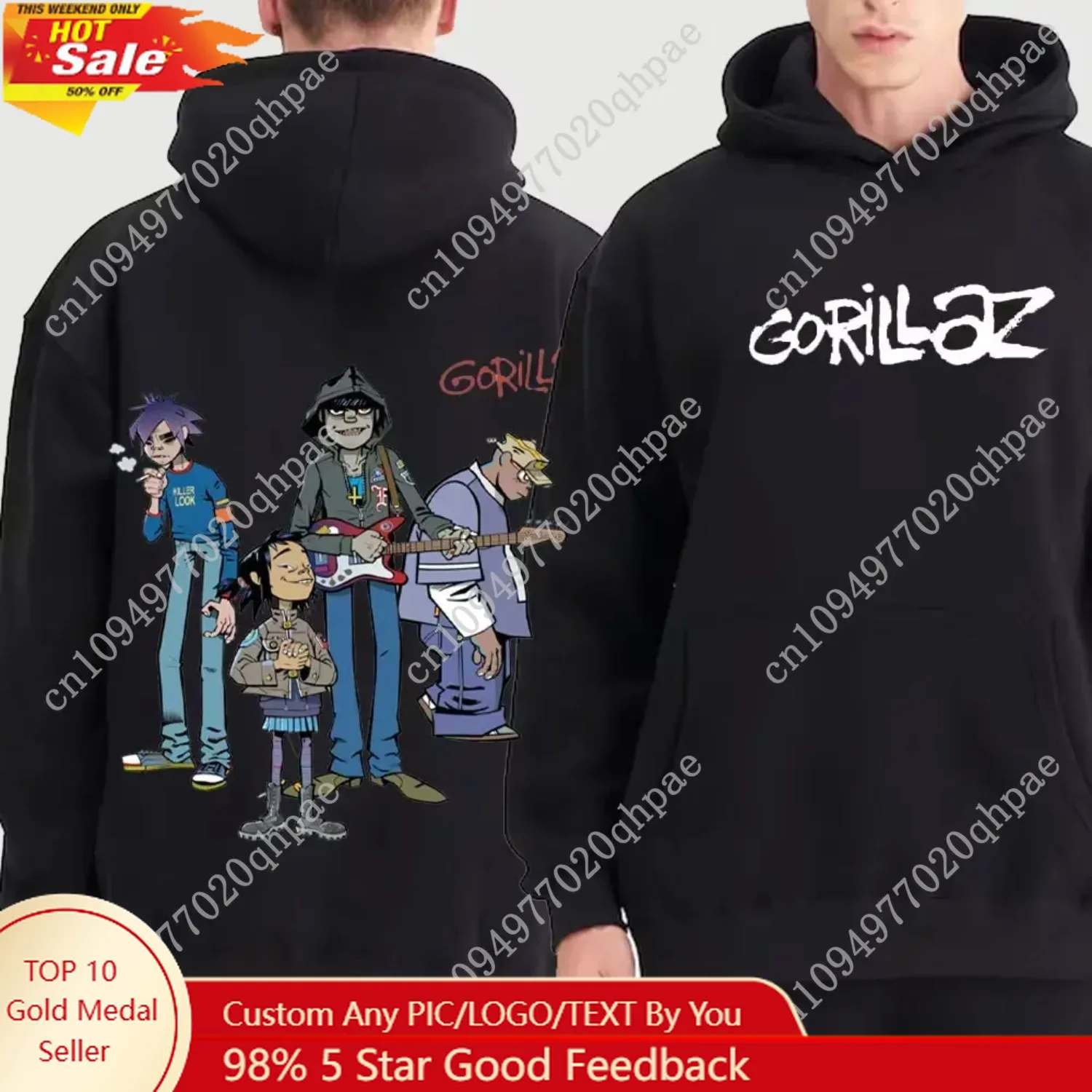موضة غوريلاز روك باند مطبوعة هوديي هوديي الرجال الشارع الشهير Harajuku ملابس للجنسين البلوز جديد في هوديس وبلوزات