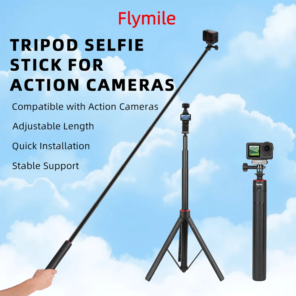 

Selfie Stick With Tripod Stand Accessories W/ Extension Pole for Insta360 X5 Action 4/Pocket 3