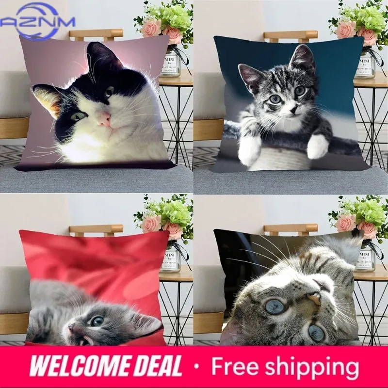 Cute Animal Bed Pillowcase for Car Sofa Home  Pet Cat Printed   Cushion Cover