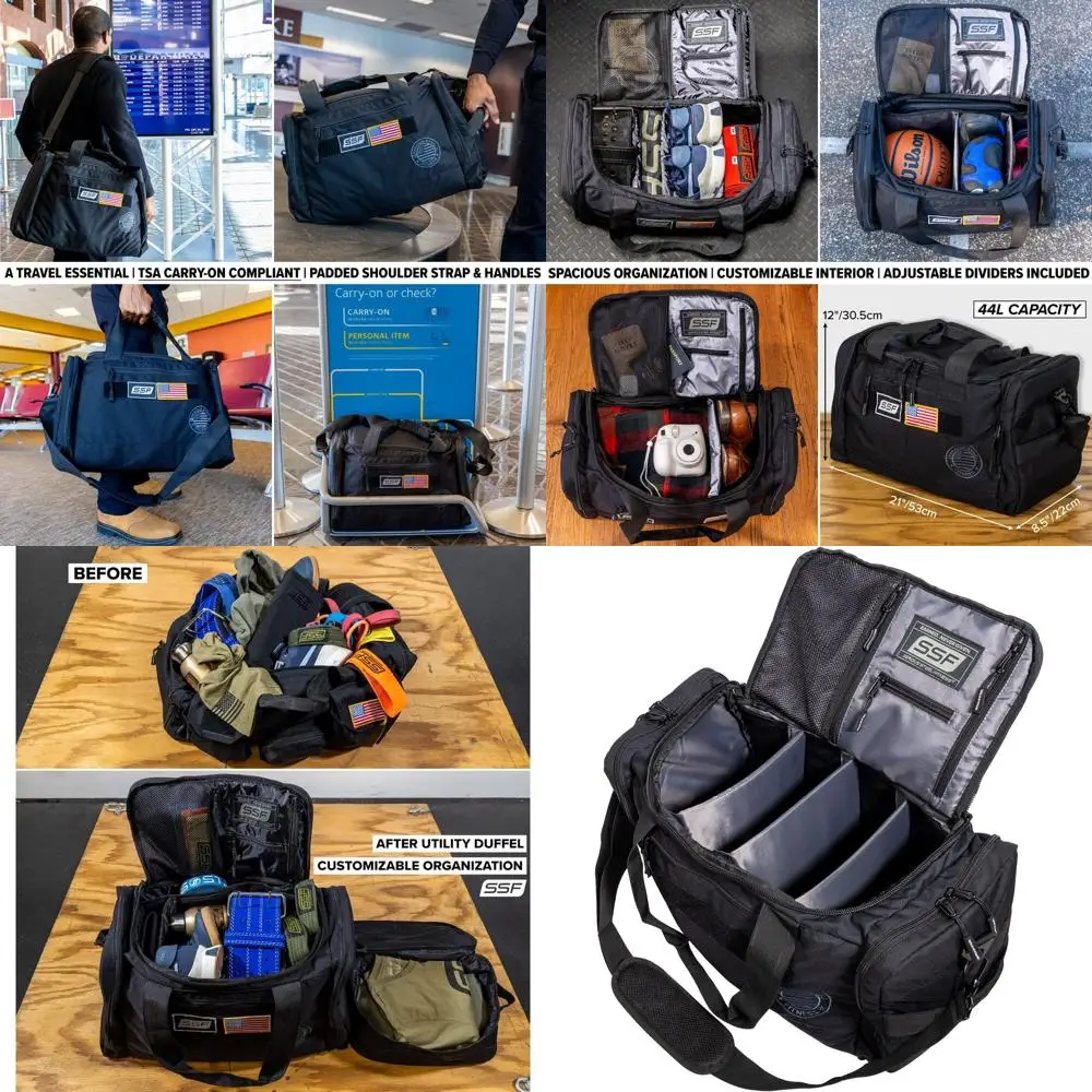 

Adjustable Removable Dividers 1000D Nylon Gym Bag - Utility Dual, Black