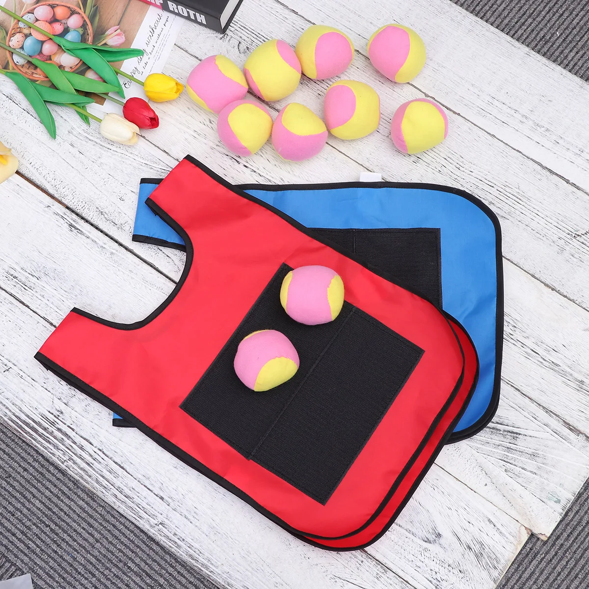 

Dodgeball Vest Throwing Balls Parent-Child Interactive Indoor Outdoor Activity Set Outdoor Sticky Vest Kids
