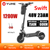 YUME Swift Electric Scooter 1200W E-Scooter 48V 22.5Ah Battery 32mph Max Speed 37Miles Range Electric Scooters 10 inch Tire