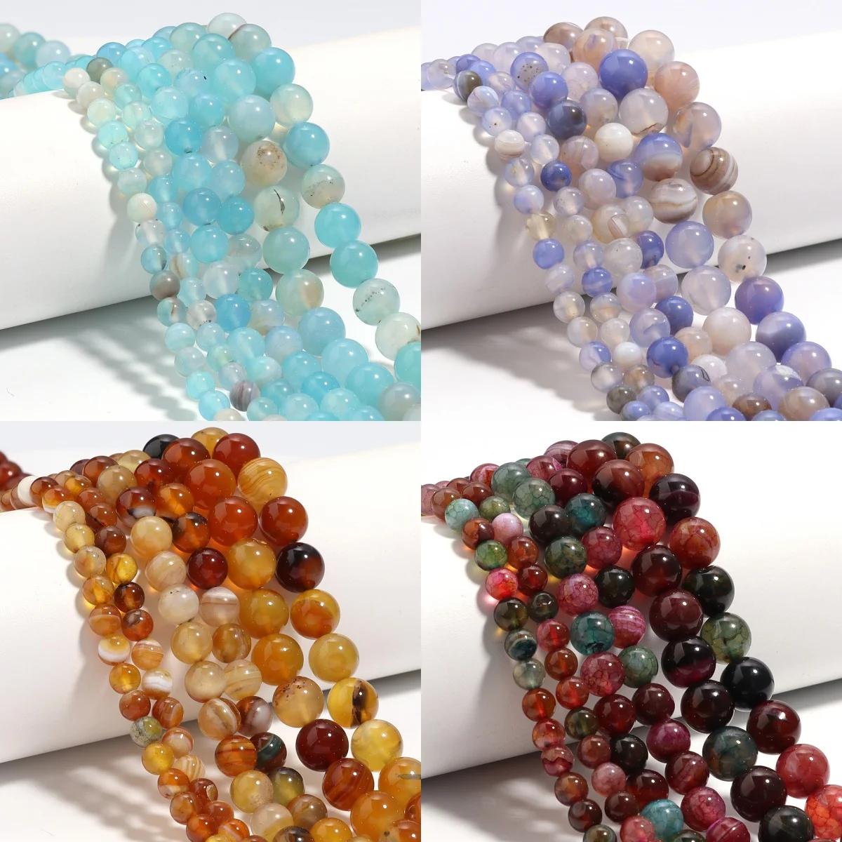 6/8/10mm Natürliche Achate Stein Perlen Bernstein Himmel Blau Mint Farbe Runde Lose Spacer Perlen für DIY Armband Machen Schmuck Zubehör