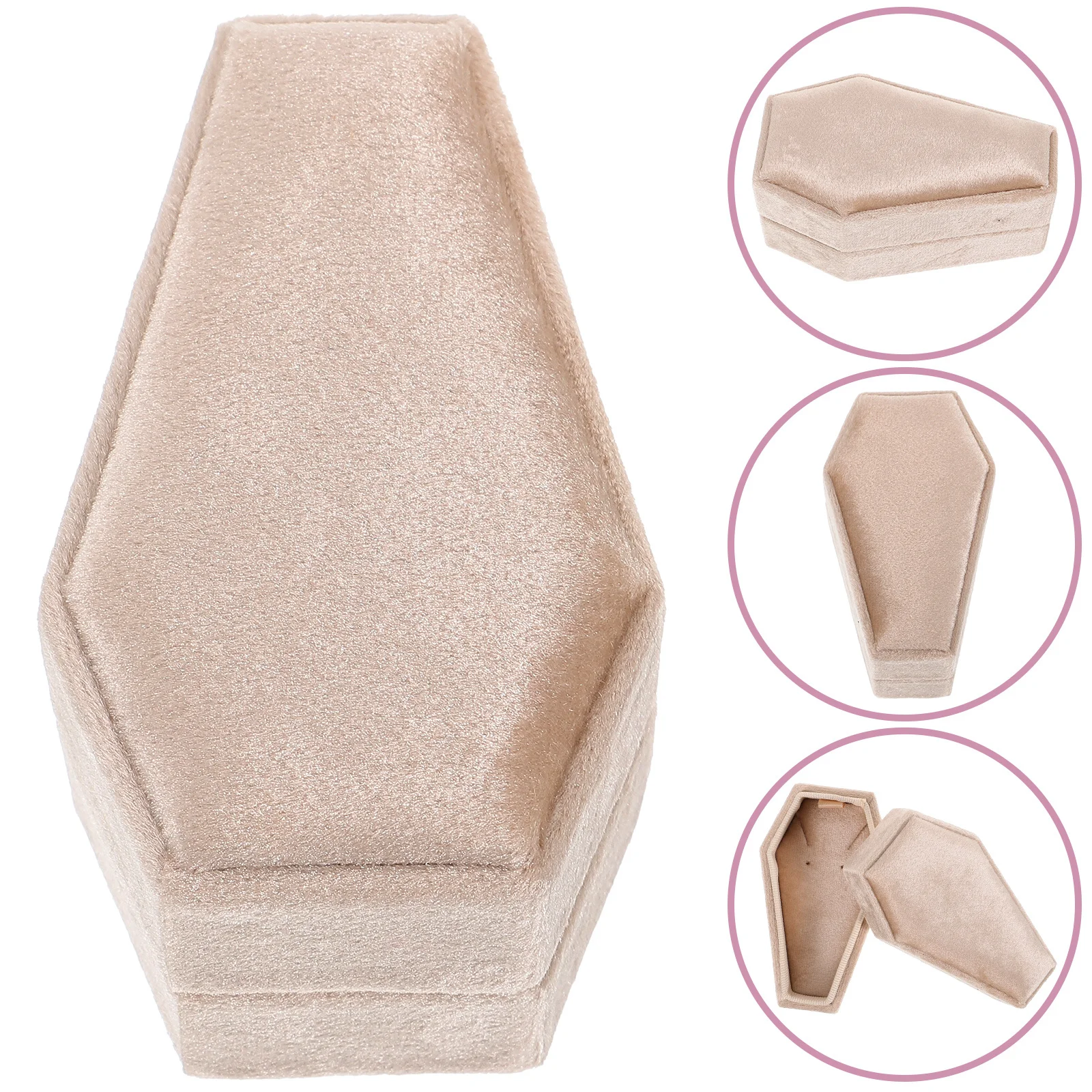 

Jewelry Coffin Necklace Box Halloween Organizer Tray Storage Travel Case White