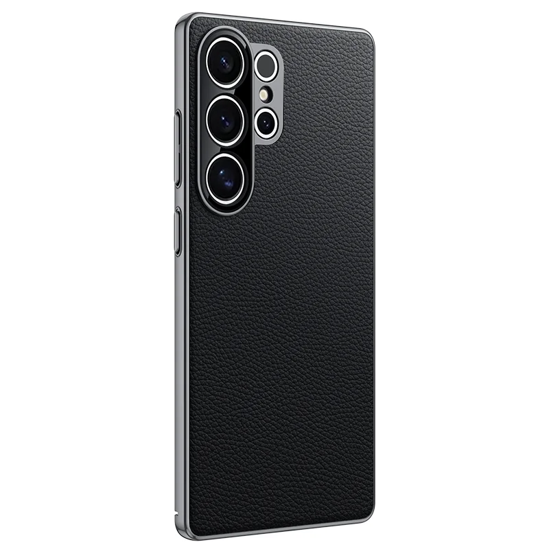 

Натуральная кожа + ПК гальваническая задняя крышка для Samsung Galaxy S25 S24 Ultra S25 + S24 + защита объектива противоударный чехол для телефона