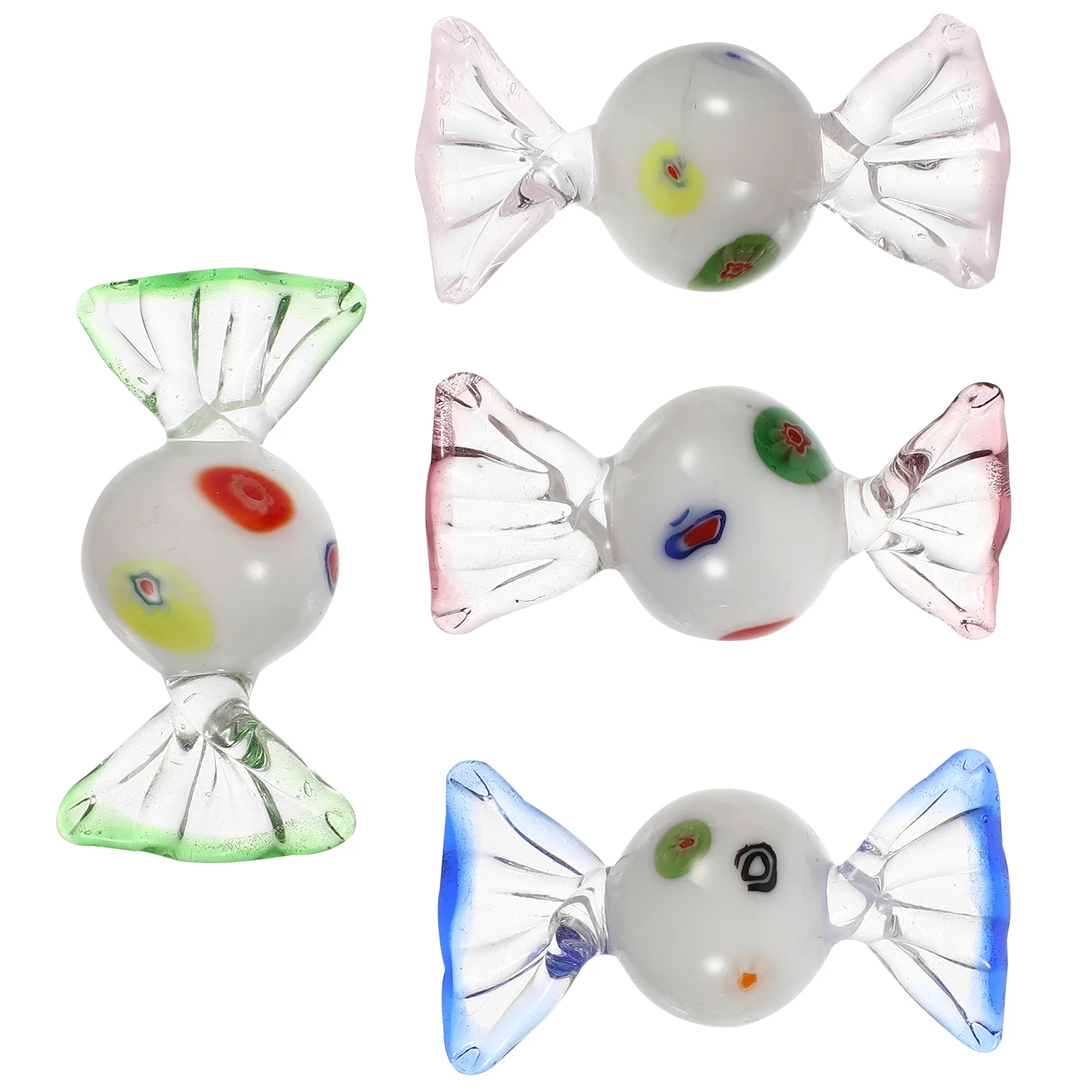 4 szt. Szklane ozdoby cukierkowe, ręcznie robione w stylu Murano, vintage, kolorowe, trwałe, lekkie, unikalne dekoracje do domu, szklane słodycze.