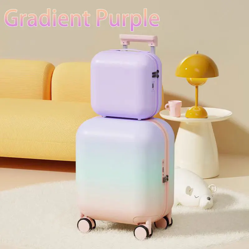 Carry-On Suitcase, ABS Combination Suit Trolley Case, Hidden Mobile Phone Holder, Universal Wheel Password Box，20+14 Inches