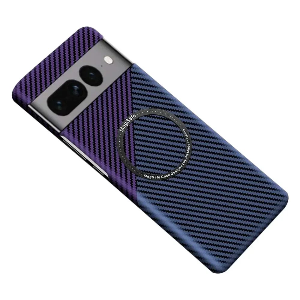 2023New Luxury Carbon Fiber Texture Pattern Magnetic Ultra Slim Case For Google Pixel 7 Pro Matte MagSafe Ring Armor Cover Coque