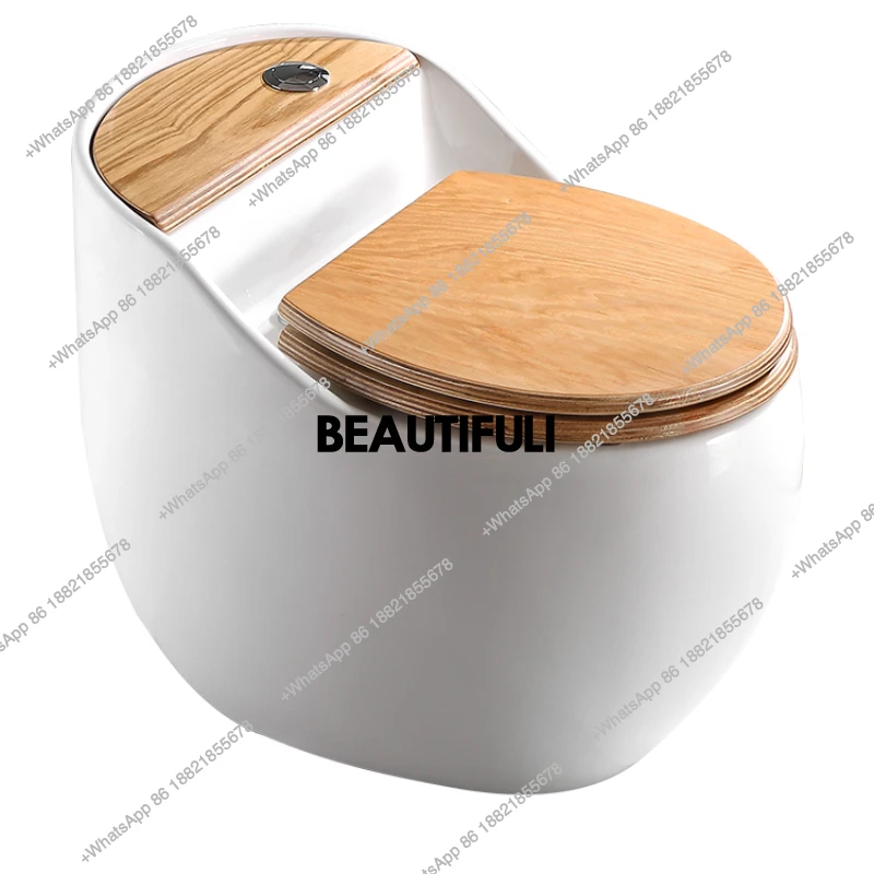 

Wood grain toilet siphon household small apartment personalized retro bathroom flush toilet