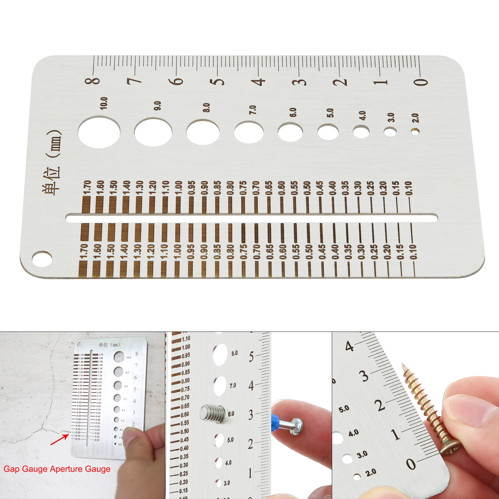 

Caliper Gauge Screw Gauge Card Diameter Measuring Gauge Stainless Steel Bolt Wire Drill Bit Gauge Marking Tool Metalworking Tool