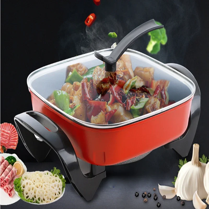 1400W Electric Hot Pot Soup Pots  6L Stainless Steel Non Stick Smokeless Multifunction Cooking Wok Home Kitchen Cookware