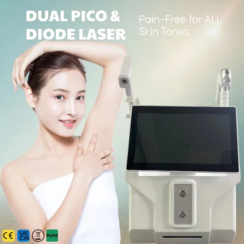 

2 IN 1 NEW Ice Titanium Diode Laser Machine – 4000w Hair Removal + ND:YAG Picosecond Tattoo Removal, Professional Beauty Equipm