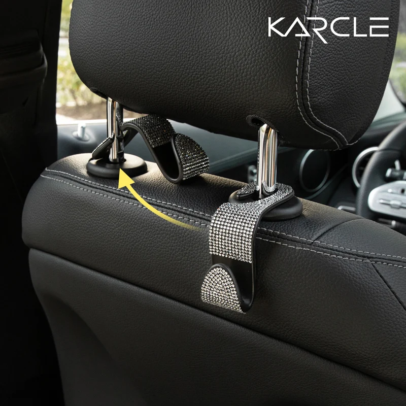 4PCS Car Seat Hook Rhinestone Rear Rotatable Invisible Multifunctional Storage Car Hooks Bold ABS Auto Seat Hooks