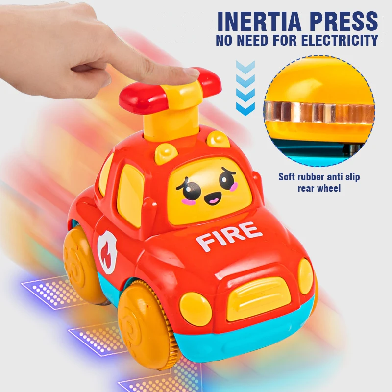 

Mini Cartoon Car Toy Press Go Inertial Cute Fire Truck Ambulance Pull Back Crawling Educational Children Toys for Toddlers Boys