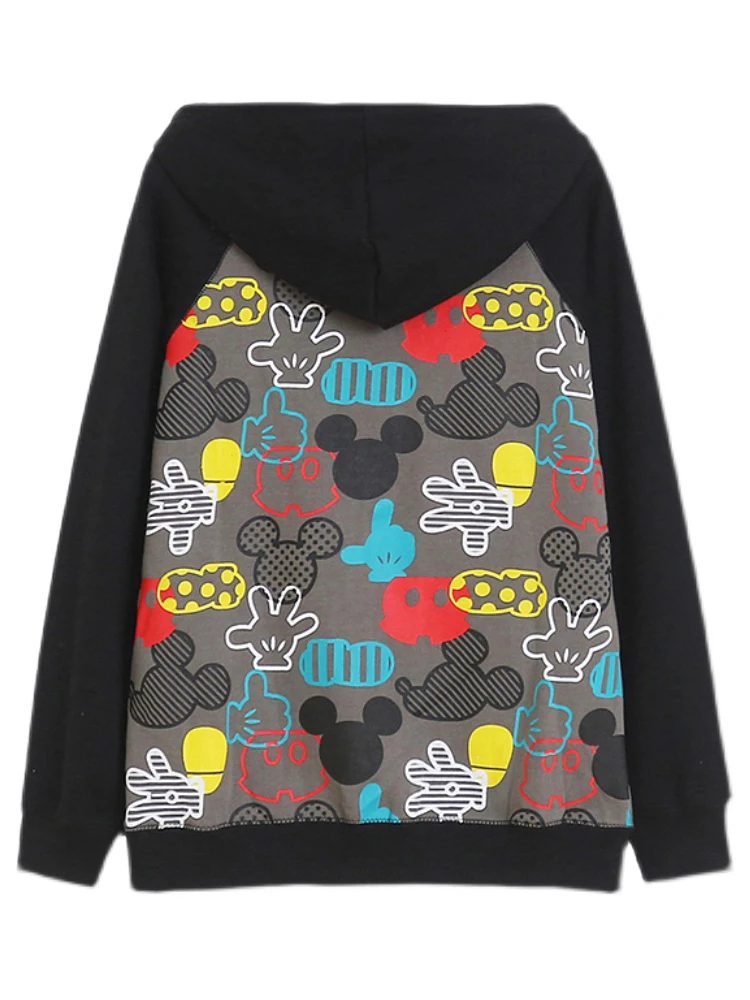 Disney Sweatshirt Mickey Mouse Graffiti Cartoon Print Women Zip Up Hoodies Long Sleeve Casual Jacket Tops Harajuku Streetwear