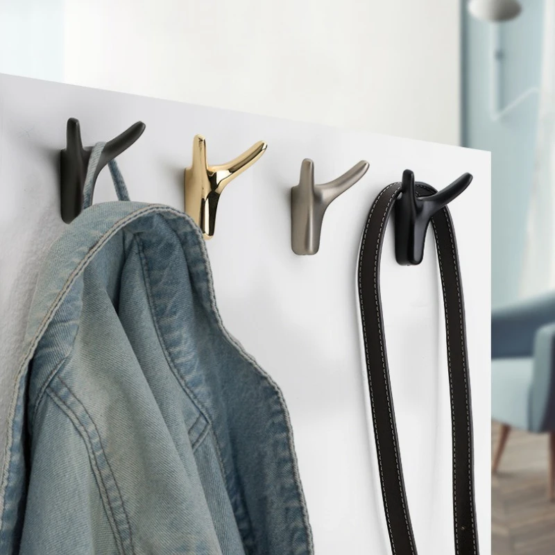 Modern and Simple Metal Coat Hooks Nordic Horn Clothes Bathroom Wardrobe Door Wall-mounted Hooks Electroplated Zinc Alloy