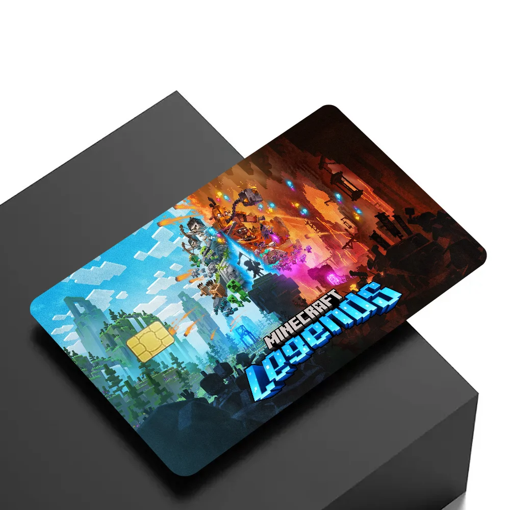 ملصقات جلدية لبطاقة الائتمان من M-Minecraft لبطاقة الوصول VISA Bank Bus Metro غطاء طبقة رقيقة واقية ملصق مائي للنساء