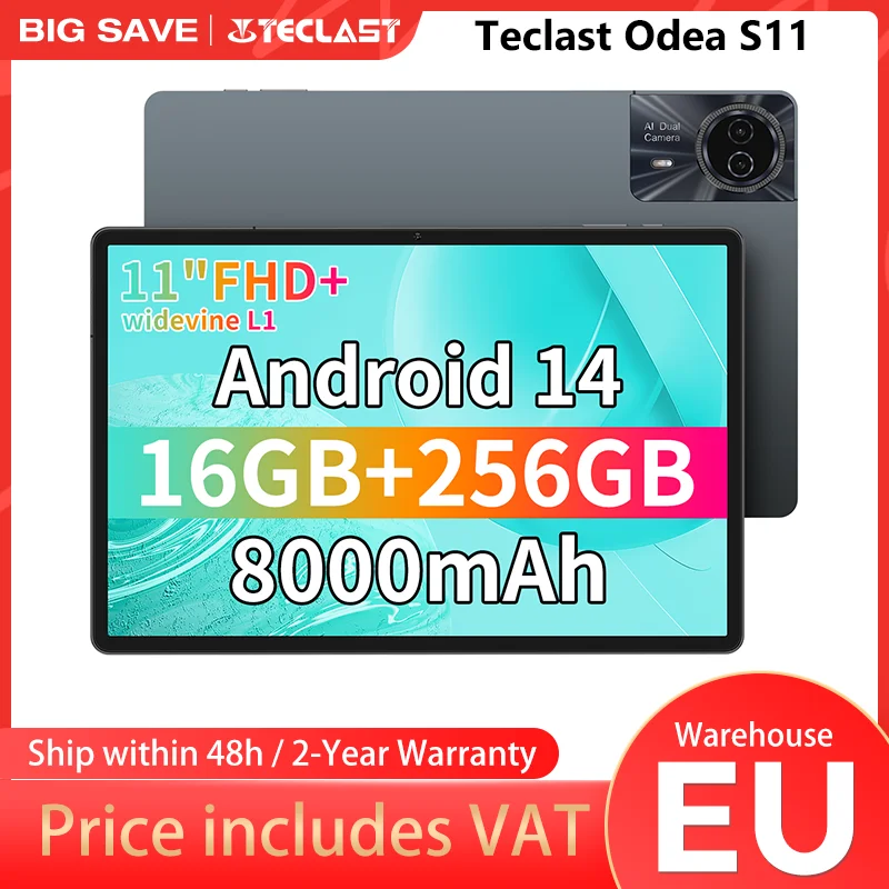 Odea S11, 11 Inch Tddi, 8000Mah, Android 14 Tablet, (6Gb+10Gb