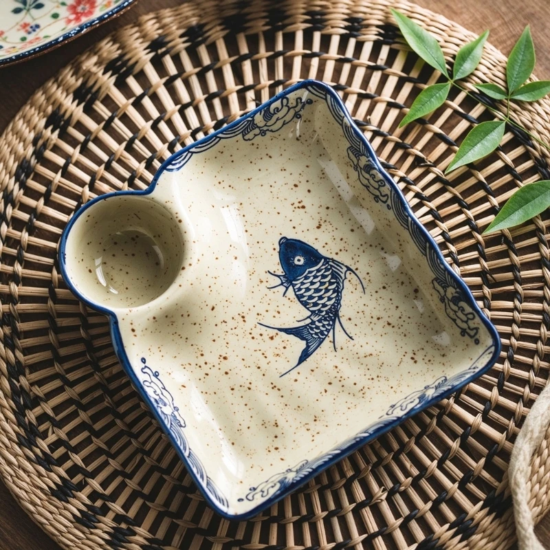 Serving Dish with Integrated Round Sauce Well, Separate Sections Let Each Serving Pair with Vinegar or Another best sale