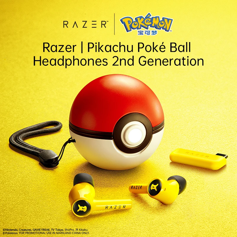 

Беспроводные Bluetooth-наушники Razer x Pokémon Pikachu & Poké Ball Version 2 с шумоподавлением в подарок