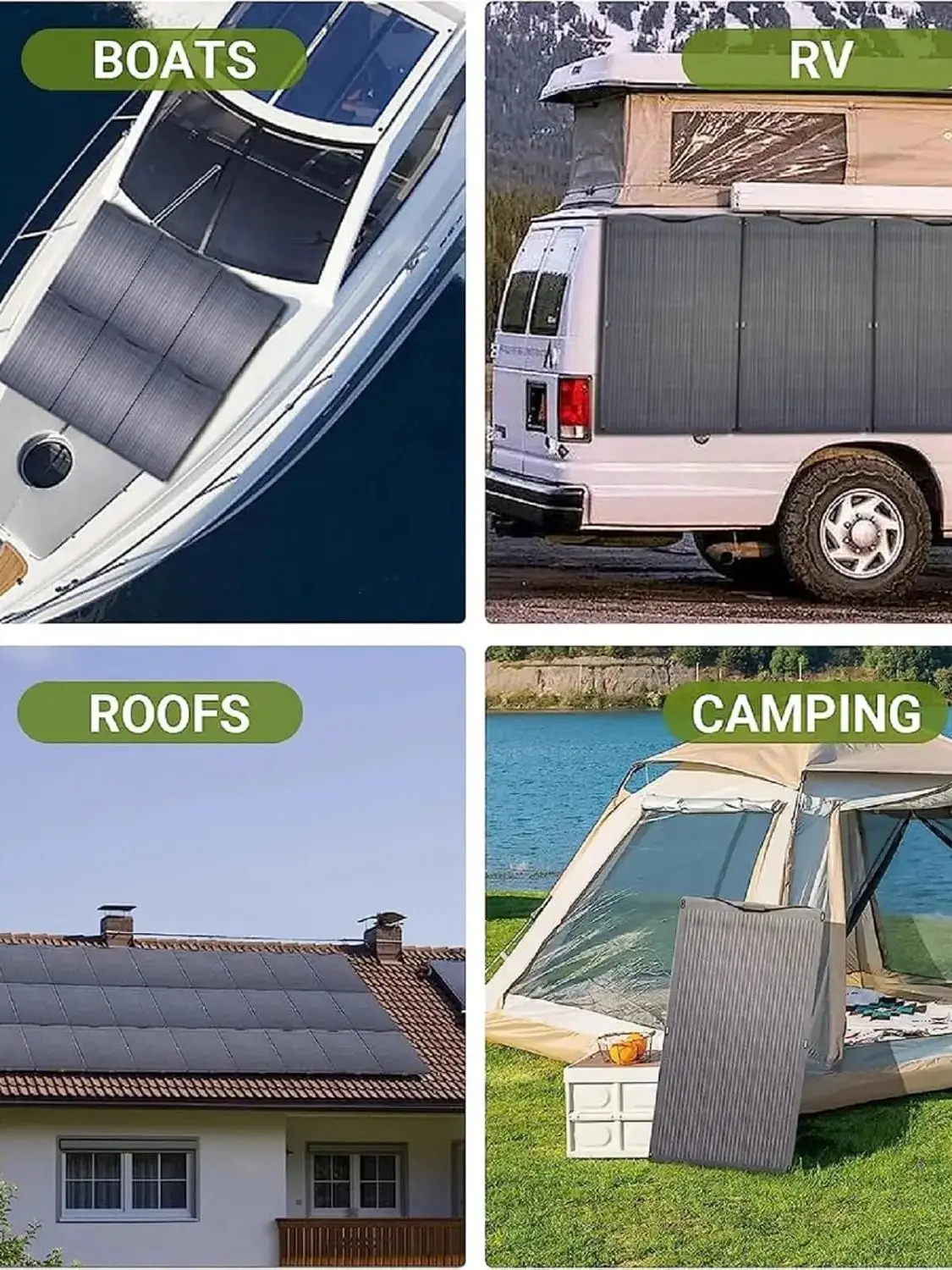 ALLPOWERS Balkon-Kraftwerk 200W / 100W Flexibles Solarpanel IP68 Solarladegerät Photovoltaik 12V / 32V netzunabhängig für Wohnmobil-Camping