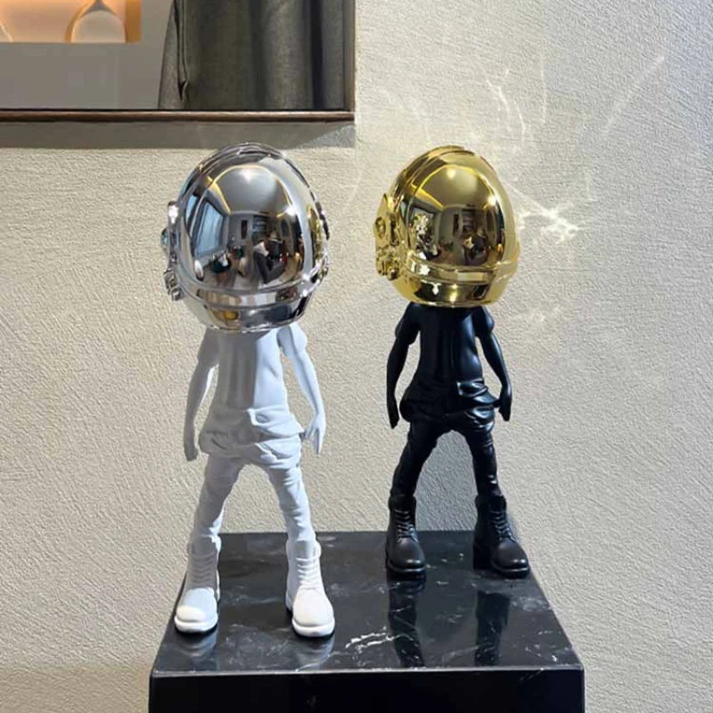 Modern Creative Earphone Astronaut Figurine Desk Model Ornaments Living Room Cartoon Sculpture Resin Crafts Home Decor Gift Toys