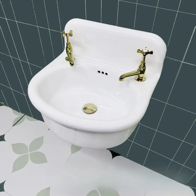 

Internet celebrity washbasin washbasin ceramic hanging basin back plate integrated retro wind hanging wall deepen shampoo basin