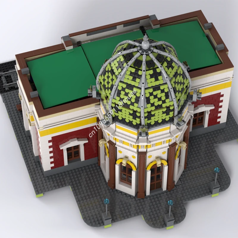 

4901 шт. MOC поездный вокзал, строительные блоки, кирпич, Рождество, развивающая сборная игрушка, подарок для детей, на день рождения
