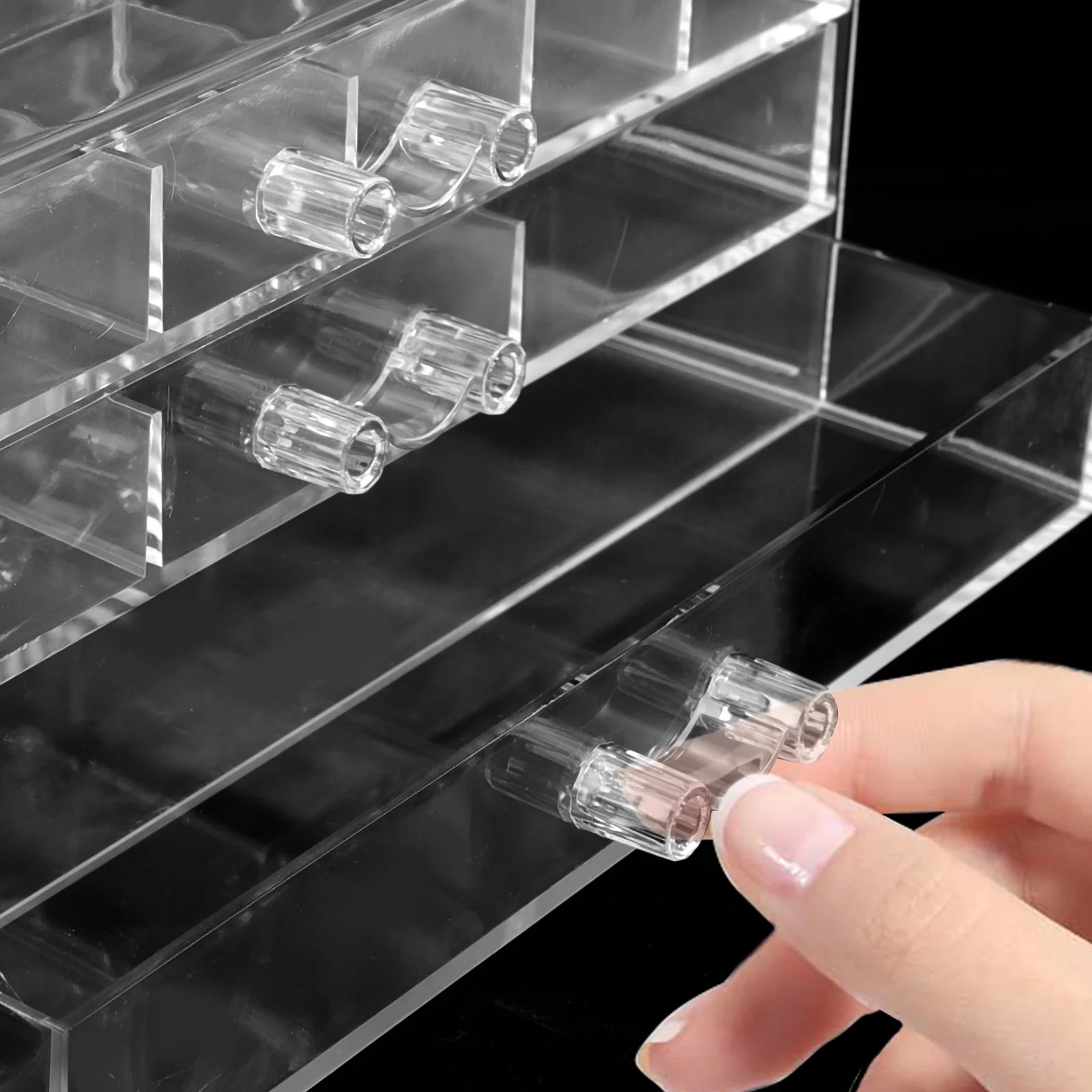 Multi-Gird Transparent Earring Storage Box Clear Jewelry Organizer Nail Charm Holder Beads Storage Desktop Manicure Accessory