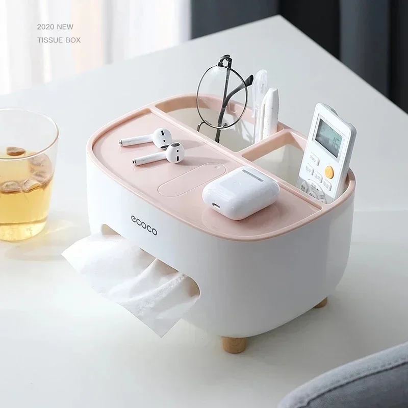 Home Kitchen Desk Tissue Case Plastic Cover ABS Tissue Holder Makeup Cosmetic Storage Box Organizer Living Room Home Decoration