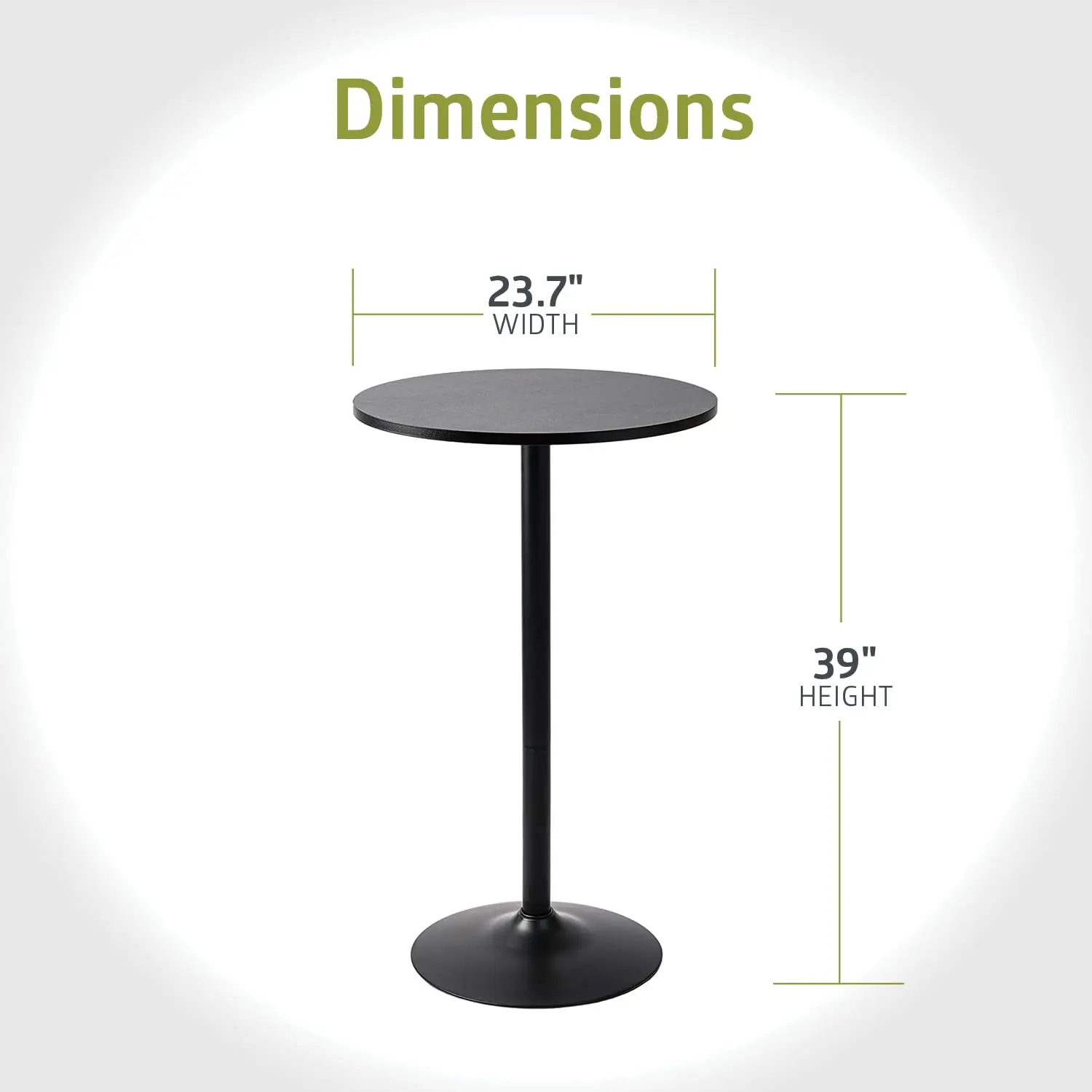 Round Bar Height Pub Table, Black, 4pk
