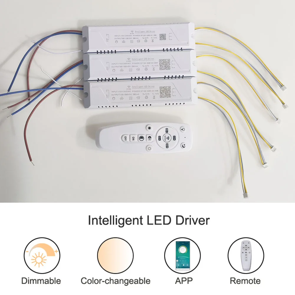 LED driver Dimmable intelligent chandelier\'s transformer 2.4G remote&APP control power supply be used for dual colors LED ribbon