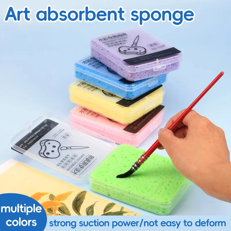 

2/4 Pcs Watercolor Painting Sponge Boxed Moisturizing Special Water Chalk Sponge Strong Absorb Water Clean Tool Art Supplies