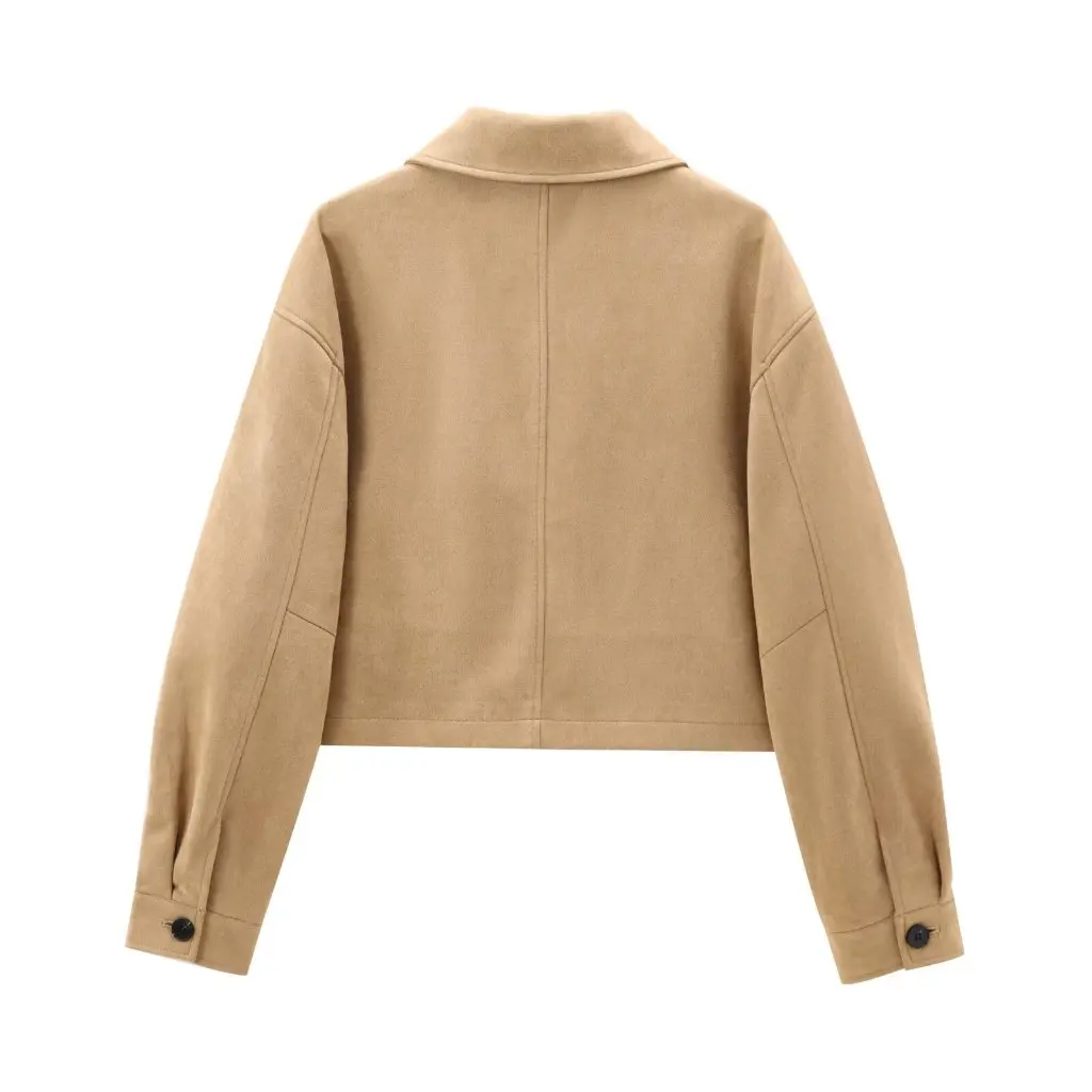 

Women's Faux Suede Long-Sleeved Casual Jacket Single-Breasted Wide Fit Fall/Winter Fashion Outerwear