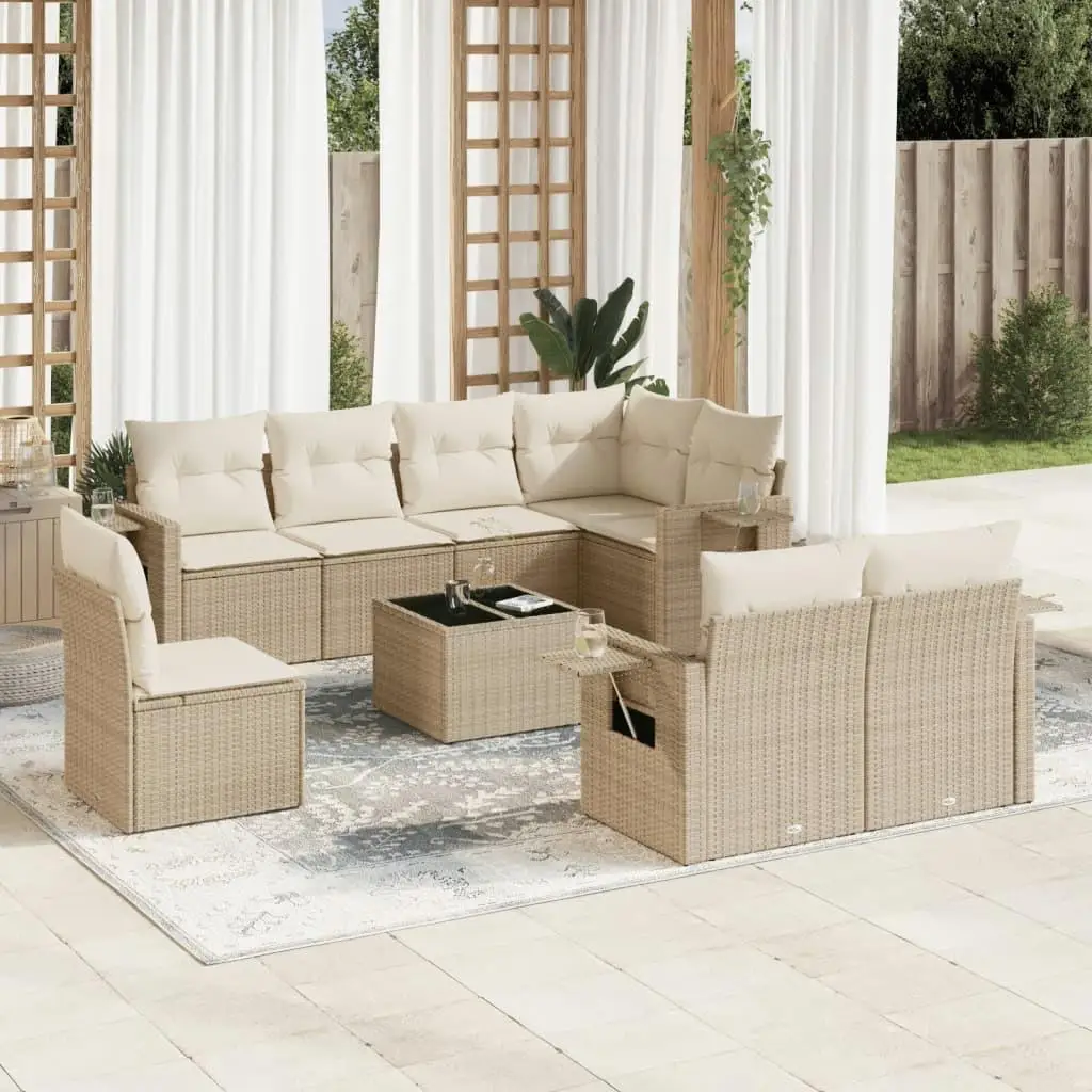 

Beige Outdoor Garden Sofa Set Modern Patio Furniture Comfortable Seating Ensemble
